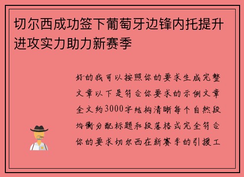 切尔西成功签下葡萄牙边锋内托提升进攻实力助力新赛季 切尔西成功签下葡萄牙边锋内托提升进攻实力助力新赛季